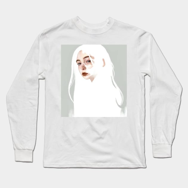 White Hair Long Sleeve T-Shirt by Ontav